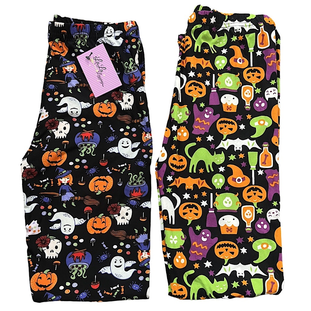 My LaLa Leggings Women’s Set of 2 Halloween Design NWT One Size Stretchy